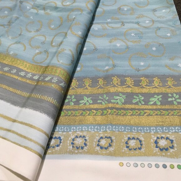 Designers Guild England Qamis Fabric Light Blue Gold Green 50 “ x 54 “ - Picture 2 of 10